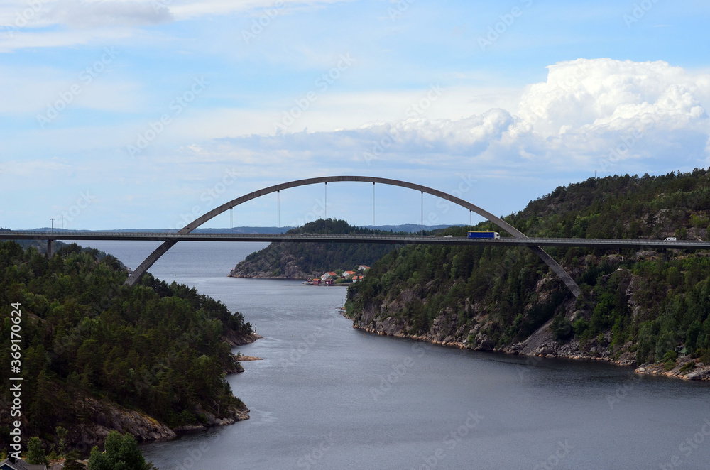 Bridge on the border of Norway and Sweden. Osfold Region, Norway Bridge on the border of Norway and Sweden. Osfold Region, Norway