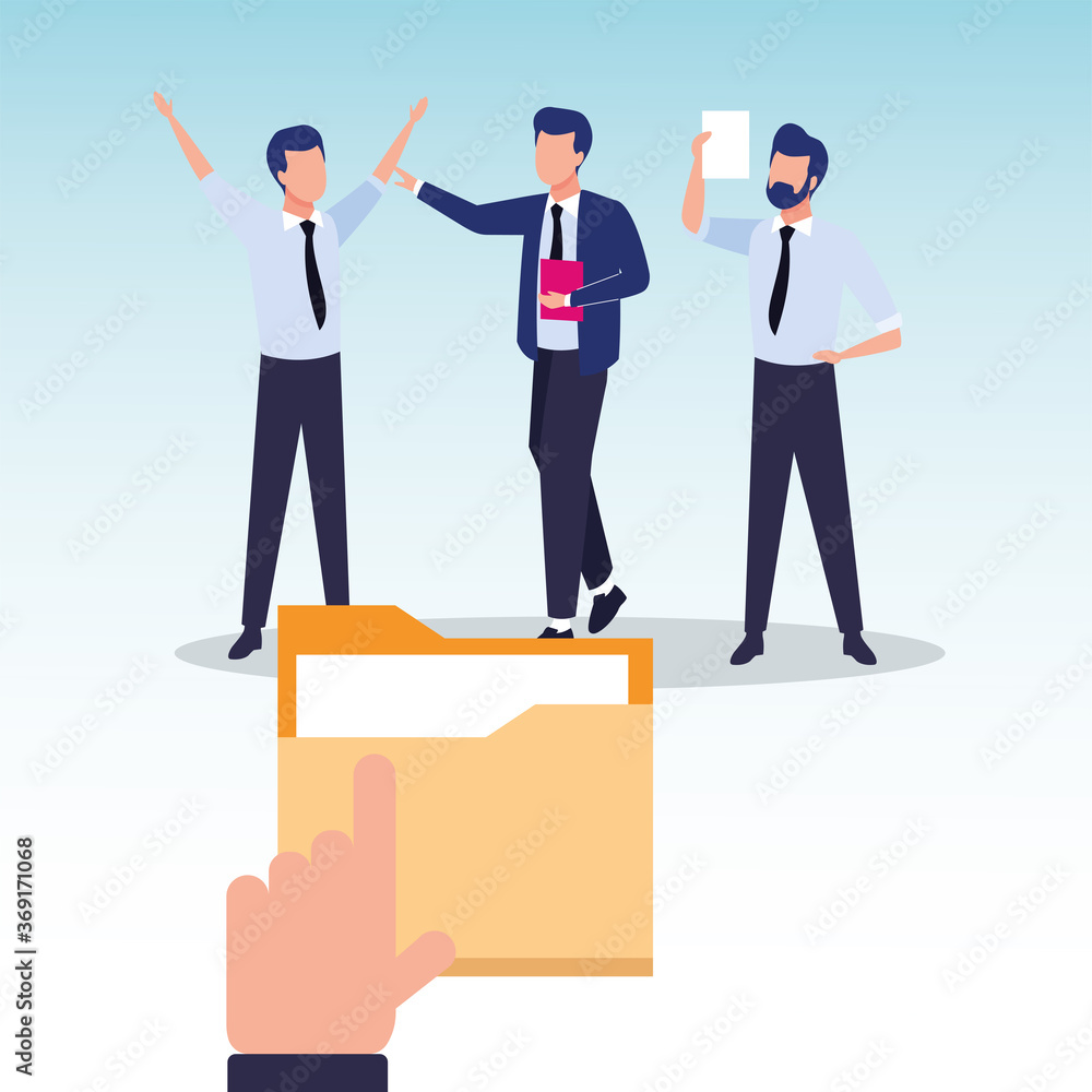 group of businessmen teamwork with folder documents group of businessmen teamwork with folder documents