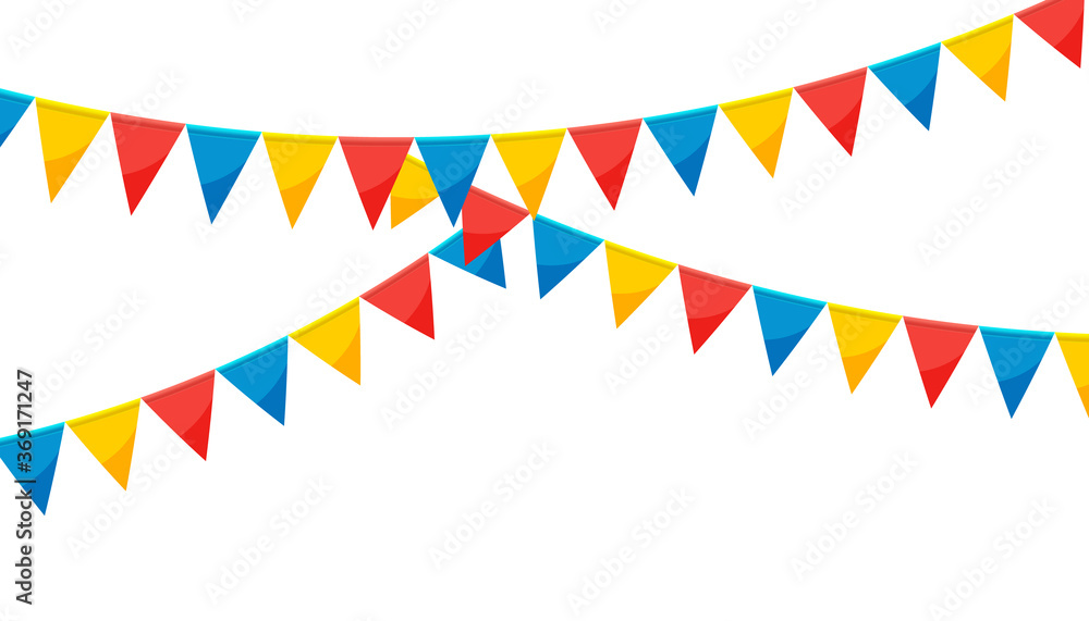 Paper bunting party flags isolated on white Paper bunting party flags isolated on white