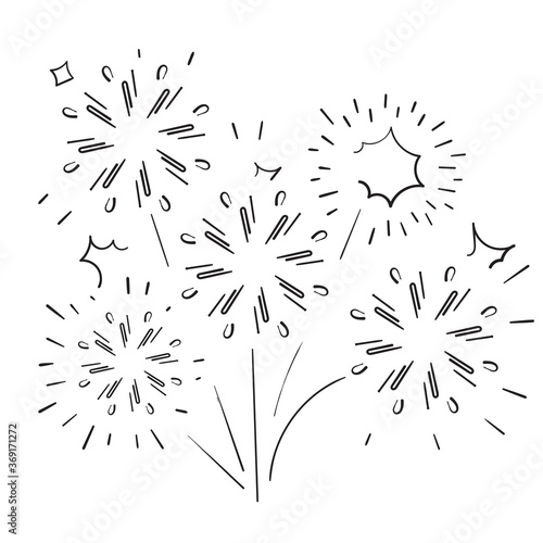 hand drawn doodle fireworks illustration icon vector