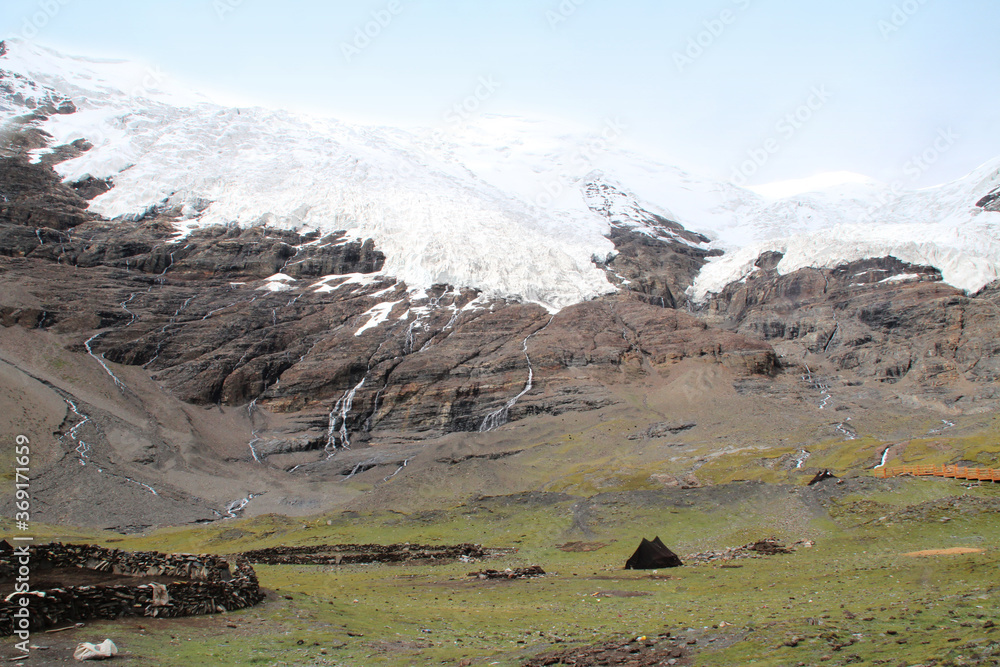 View of the Karola glacier near the highway, Tibet, China