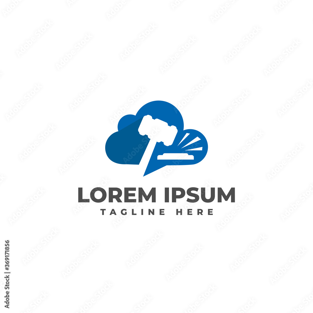 Auction with Chat Cloud Logo Vector Icon Illustration Auction with Chat Cloud Logo Vector Icon Illustration