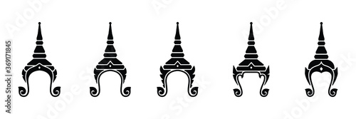 Set of Thailand culture Chada crown icon isolated vector on white background