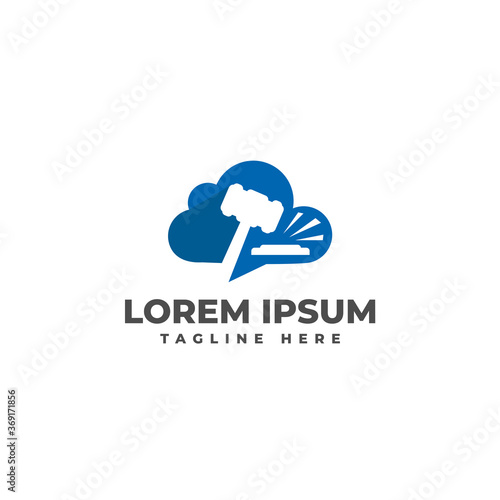 Auction with Chat Cloud Logo Vector Icon Illustration