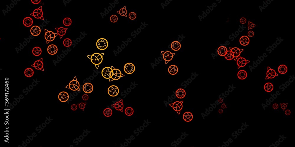 Dark Orange vector pattern with magic elements. Dark Orange vector pattern with magic elements.