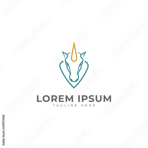 Pegasus Unicorn Line Art Logo Vector Icon Illustration