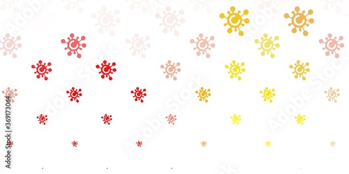 Light Red, Yellow vector background with covid-19 symbols.