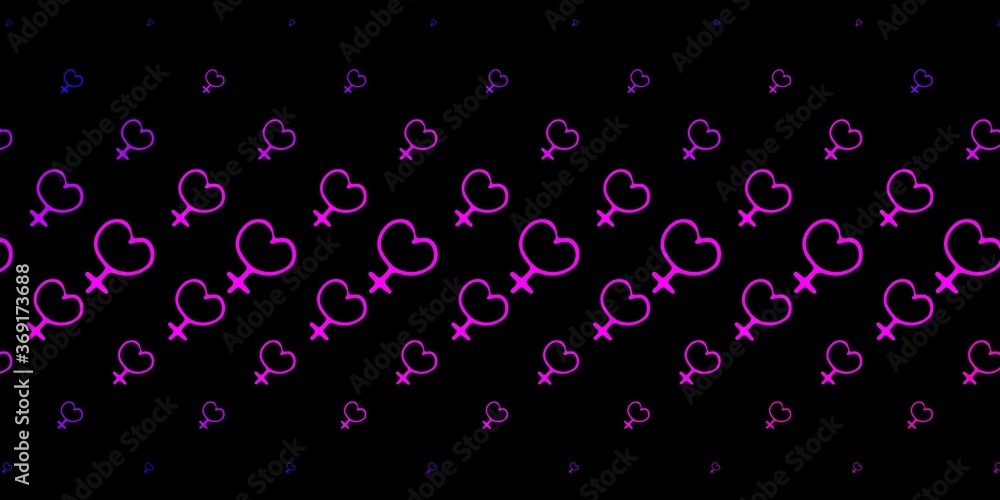 Dark Purple, Pink vector backdrop with woman's power symbols. Dark Purple, Pink vector backdrop with woman's power symbols.