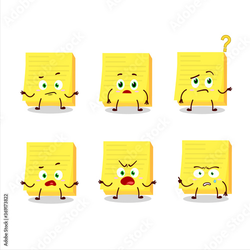 Cartoon character of sticky notes yellow with what expression