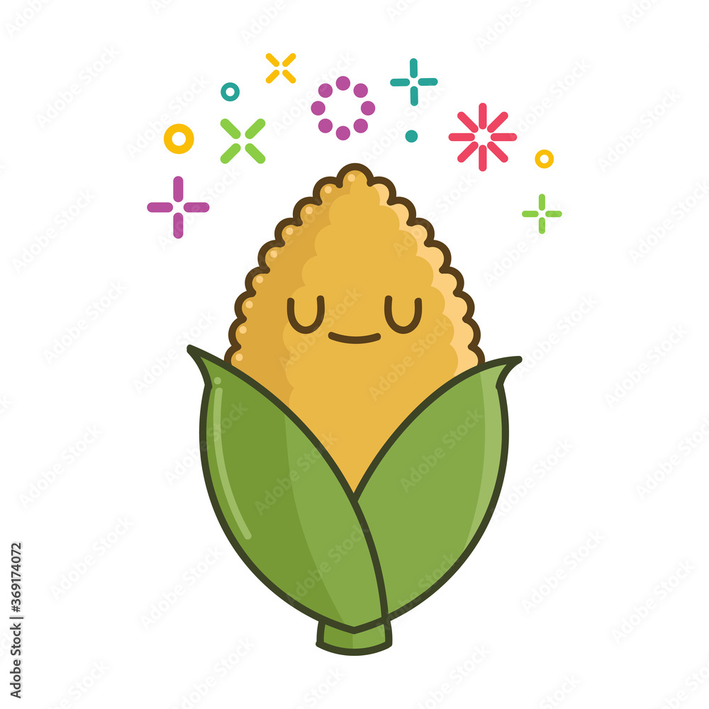 kawaii smiling corn cartoon illustration kawaii smiling corn cartoon illustration