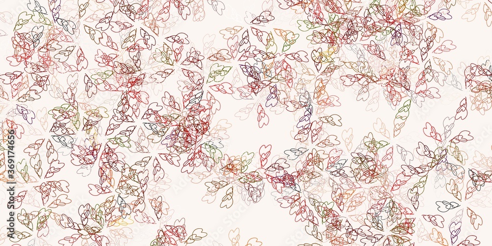 Fototapeta premium Light orange vector abstract template with leaves.