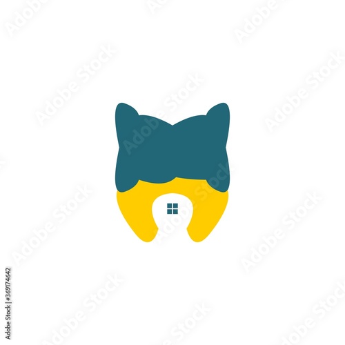Cat house logo. a combination of cat and house animals, suitable for the petshop or community of cat lovers