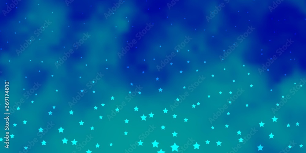 Dark BLUE vector background with colorful stars. Shining colorful illustration with small and big stars. Design for your business promotion.