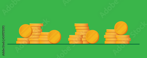 Vector illustration. Group coins stack. Financial save money and investment concept