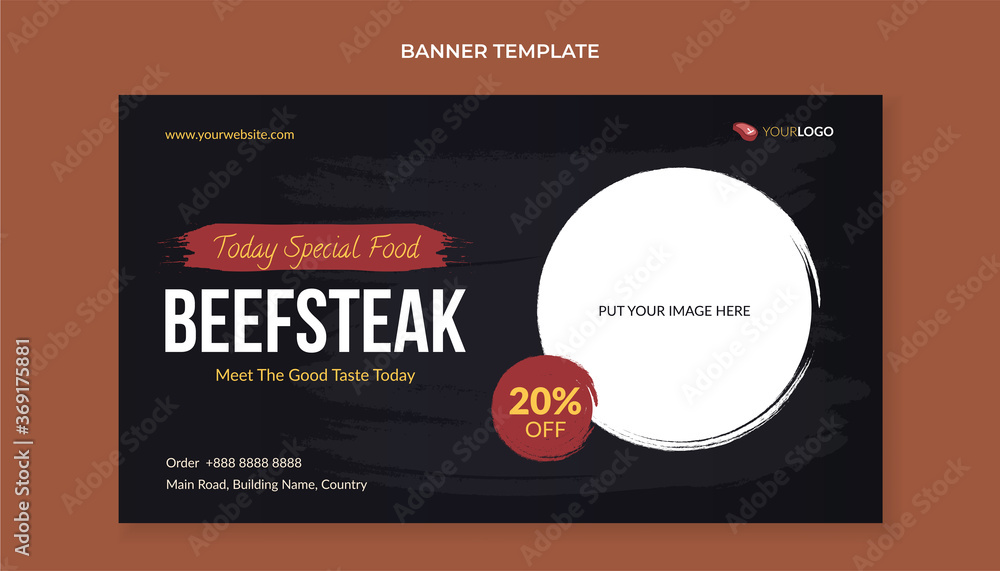 Beef steak food banner template for restaurant and cafe Beef steak food banner template for restaurant and cafe