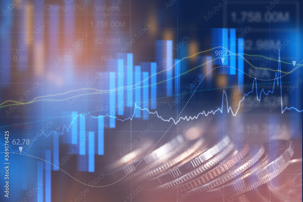 Financial stock market graph and money for business and economic background Financial stock market graph and money for business and economic background