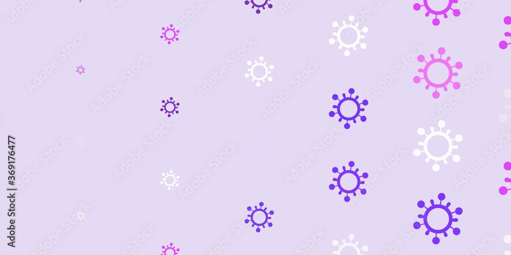 Light Purple vector backdrop with virus symbols.