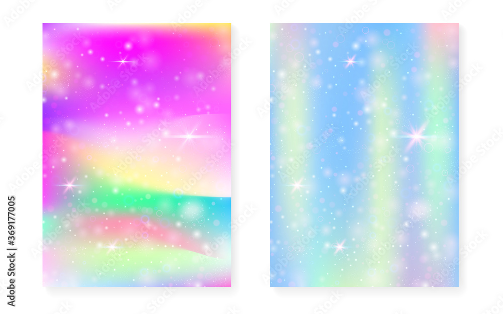 Unicorn background with kawaii magic gradient. Princess rainbow hologram. Unicorn background with kawaii magic gradient. Princess rainbow hologram.