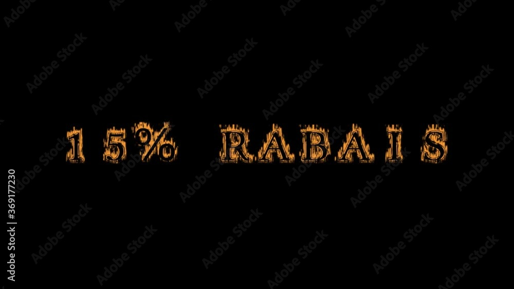 15% rabais fire text effect black background. animated text effect with high visual impact. letter and text effect. translation of the text is 15% Off 15% rabais fire text effect black background. animated text effect with high visual impact. letter and text effect. translation of the text is 15% Off