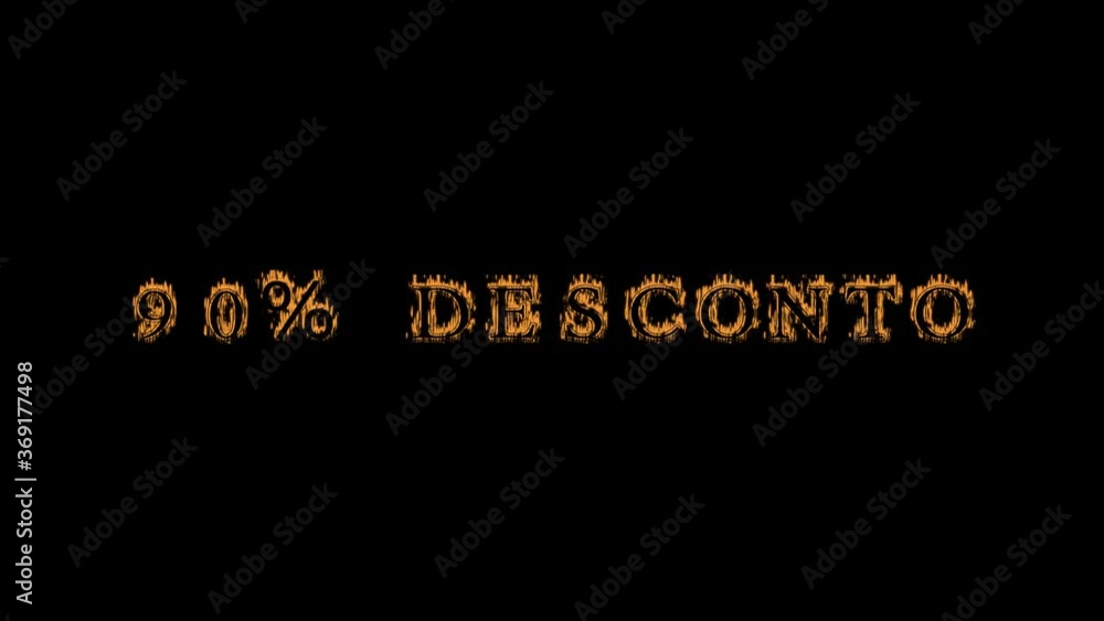90% desconto fire text effect black background. animated text effect with high visual impact. letter and text effect. translation of the text is 90% Off 90% desconto fire text effect black background. animated text effect with high visual impact. letter and text effect. translation of the text is 90% Off