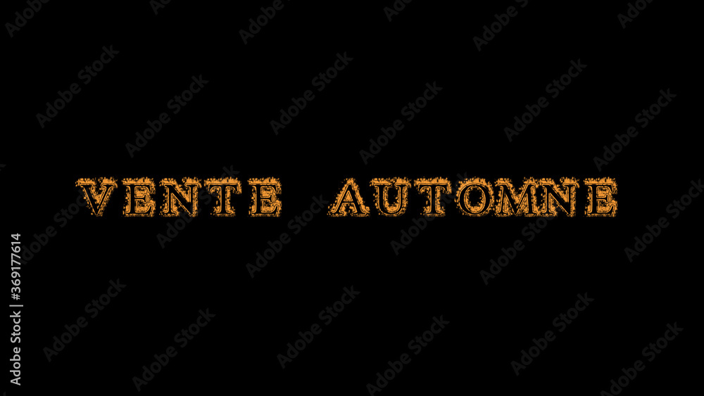 Obraz premium Vente automne fire text effect black background. animated text effect with high visual impact. letter and text effect. translation of the text is Fall Sale
