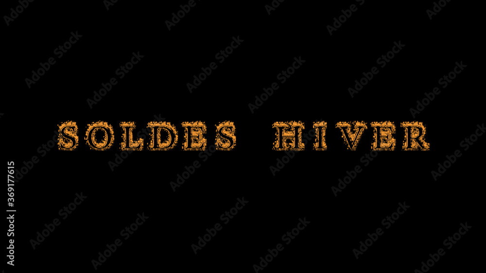 Soldes hiver fire text effect black background. animated text effect with high visual impact. letter and text effect. translation of the text is Winter Sale Soldes hiver fire text effect black background. animated text effect with high visual impact. letter and text effect. translation of the text is Winter Sale