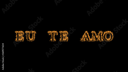 Cuadro en lienzo Eu te amo fire text effect black background