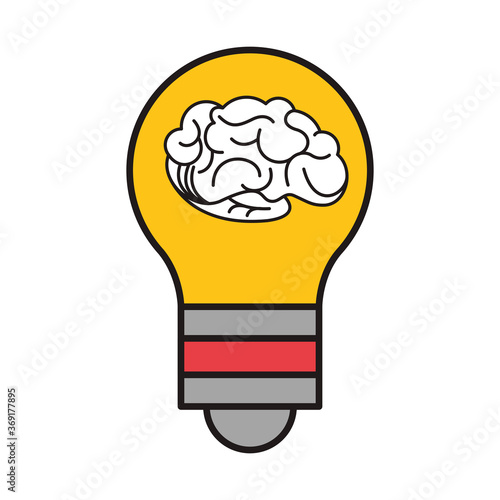 brain in bulb light idea isolated icon