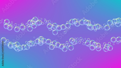 Foam party background with shampoo and soap suds bubbles.
