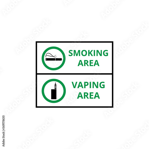 Set of smoking and vaping zone banner or stickers vector illustration isolated.