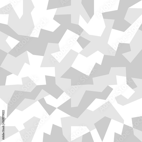 Fototapeta Naklejka Na Ścianę i Meble -  Monochrome geometric camouflage for army, hunting and other use.  White snow camo, seamless texture. Military pattern for fabric print. Vector background