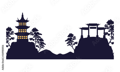 japanese archs and castle monuments architecture
