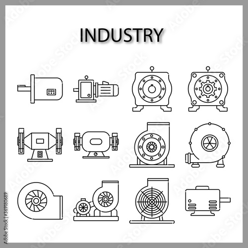 industry machine icon isolated on white background for web design