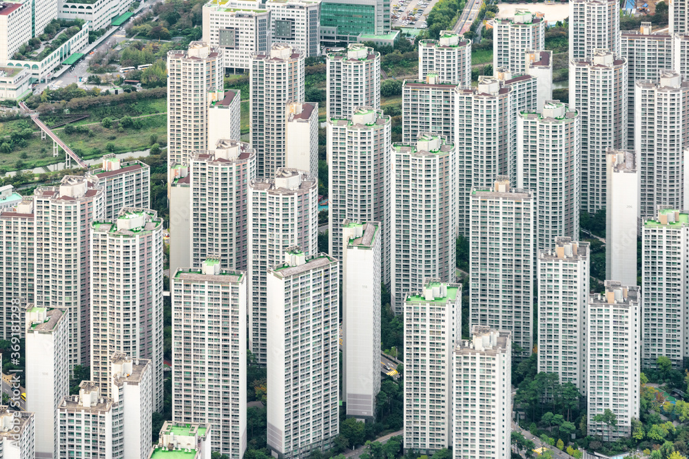 Aerial view of high-rise residential buildings, Seoul