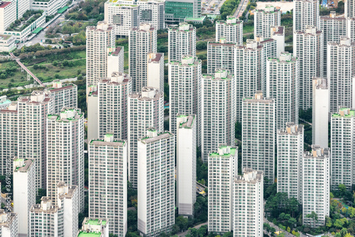 Aerial view of high-rise residential buildings  Seoul