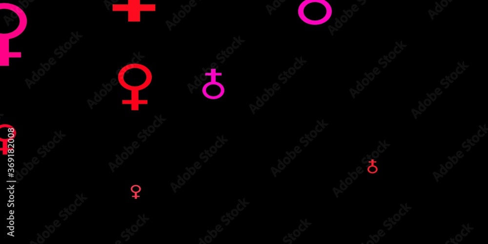 Dark Pink vector backdrop with woman's power symbols.