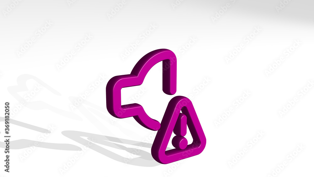 volume control warning made by 3D illustration of a shiny metallic sculpture with the shadow on light background. icon and design volume control warning made by 3D illustration of a shiny metallic sculpture with the shadow on light background. icon and design