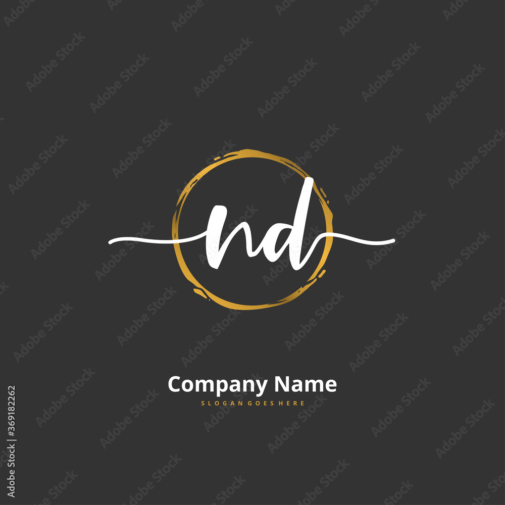 N D ND Initial handwriting and signature logo design with circle. Beautiful design handwritten logo for fashion, team, wedding, luxury logo. N D ND Initial handwriting and signature logo design with circle. Beautiful design handwritten logo for fashion, team, wedding, luxury logo.