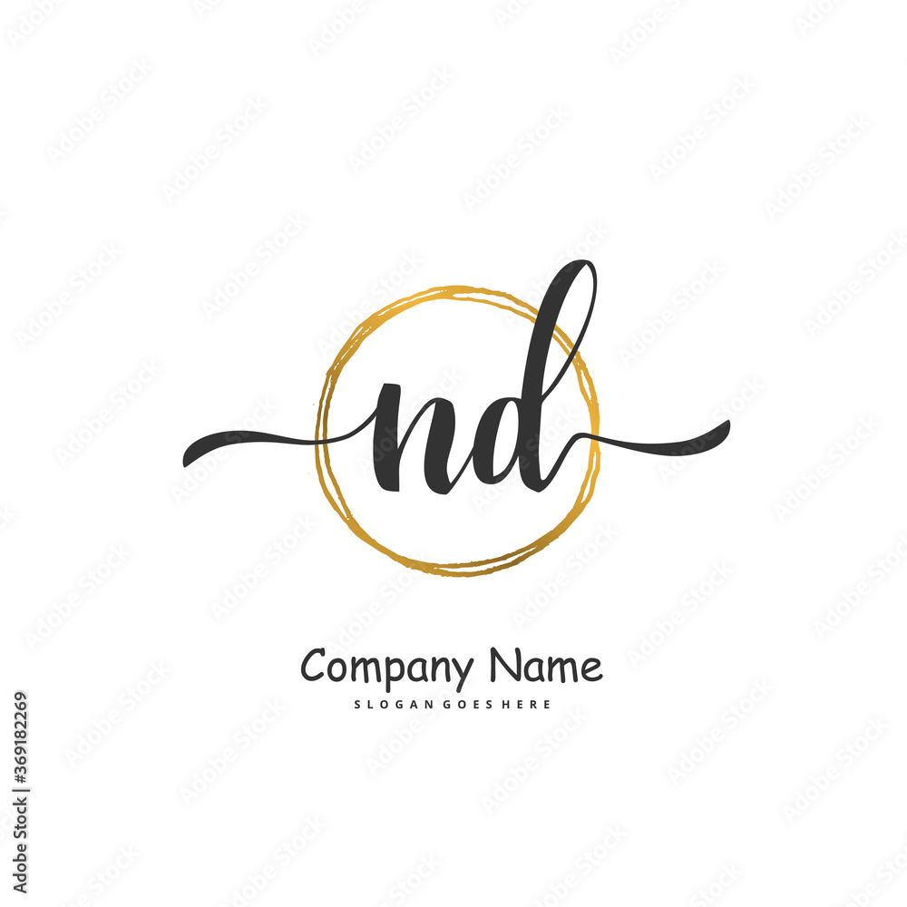 N D ND Initial handwriting and signature logo design with circle. Beautiful design handwritten logo for fashion, team, wedding, luxury logo. N D ND Initial handwriting and signature logo design with circle. Beautiful design handwritten logo for fashion, team, wedding, luxury logo.