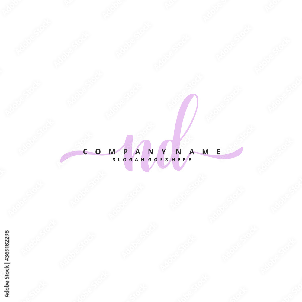 N D ND Initial handwriting and signature logo design with circle. Beautiful design handwritten logo for fashion, team, wedding, luxury logo.