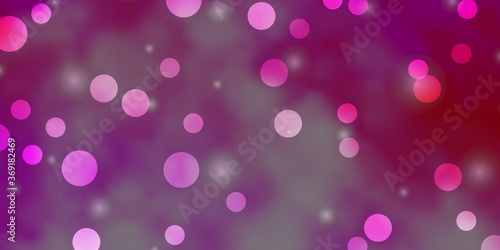 Light Pink vector background with circles, stars. Abstract illustration with colorful spots, stars. Design for posters, banners.
