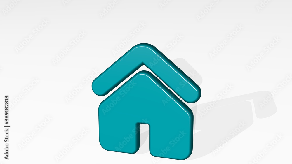 house made by 3D illustration of a shiny metallic sculpture with the shadow on light background. building and architecture house made by 3D illustration of a shiny metallic sculpture with the shadow on light background. building and architecture