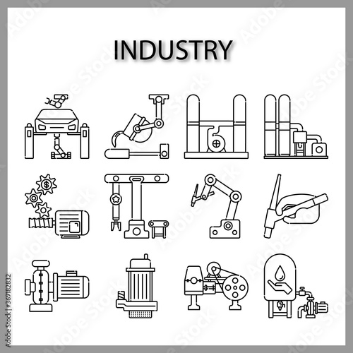 industry machine icon isolated on white background for web design