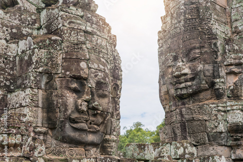 Bayon Castle or Prasat Bayon Khmer temple at Angkor in siem reap Cambodia © CasanoWa Stutio