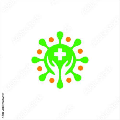 logo protected virus. Bacterial Icons. Coronavirus Outbreak, Stop the virus. Virus isolated vector icon