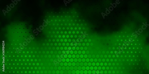 Light Green, Yellow vector backdrop with dots. Abstract decorative design in gradient style with bubbles. Pattern for business ads.