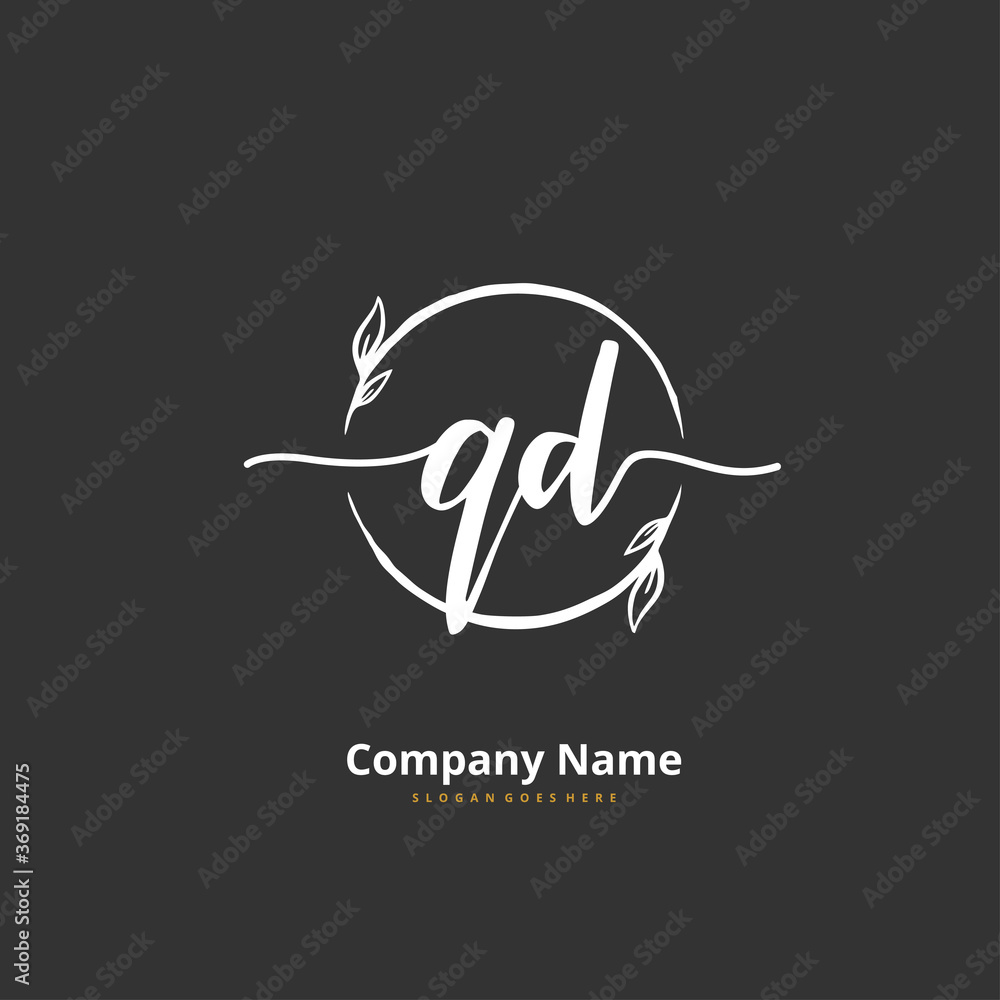 Obraz premium Q D QD Initial handwriting and signature logo design with circle. Beautiful design handwritten logo for fashion, team, wedding, luxury logo.