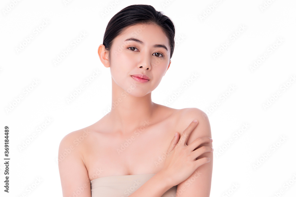 Beautiful Young asian Woman with Clean Fresh Skin on white background, Face care, Facial treatment, Cosmetology, beauty and spa, Asian women portrait Beautiful Young asian Woman with Clean Fresh Skin on white background, Face care, Facial treatment, Cosmetology, beauty and spa, Asian women portrait