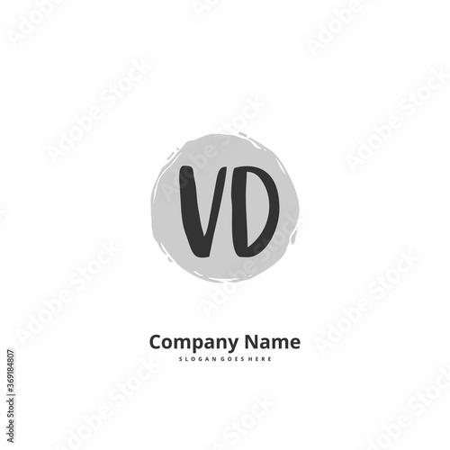 V D VD Initial handwriting and signature logo design with circle. Beautiful design handwritten logo for fashion  team  wedding  luxury logo.