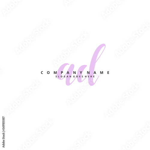 A D AD Initial handwriting and signature logo design with circle. Beautiful design handwritten logo for fashion, team, wedding, luxury logo. © D'Graphic Studio